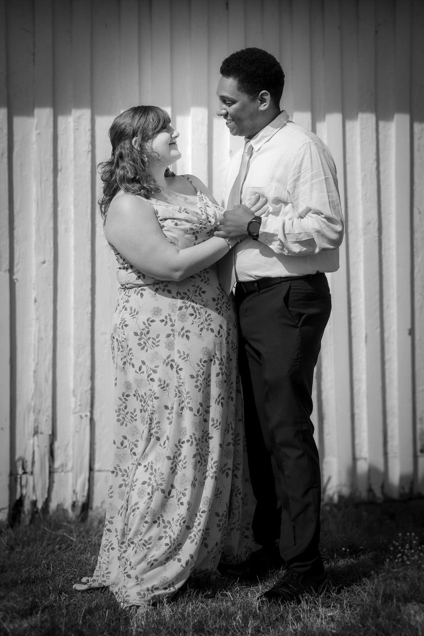 Black and white couple portrait during a milestone event