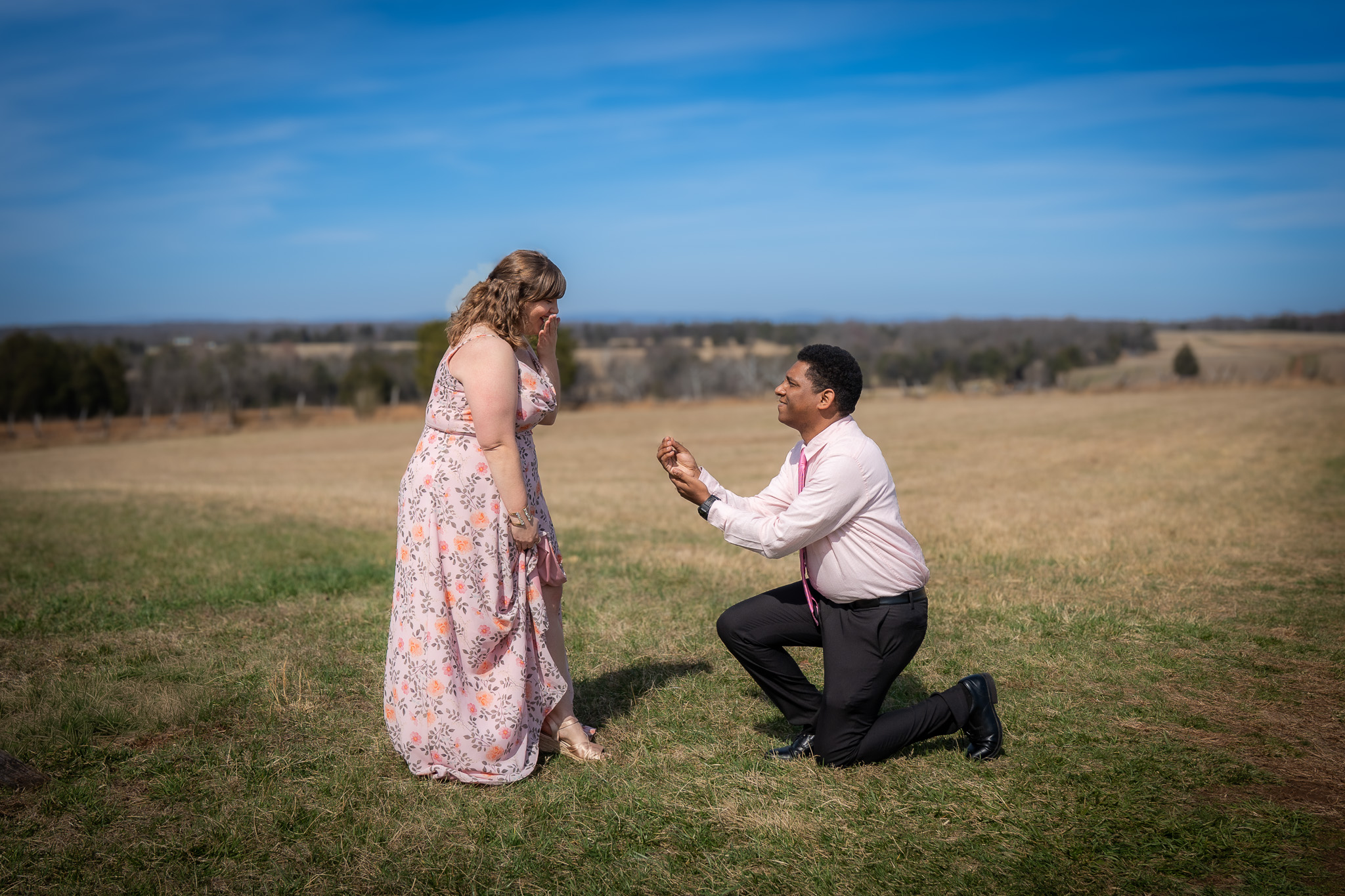 Outdoor proposal during a milestone celebration