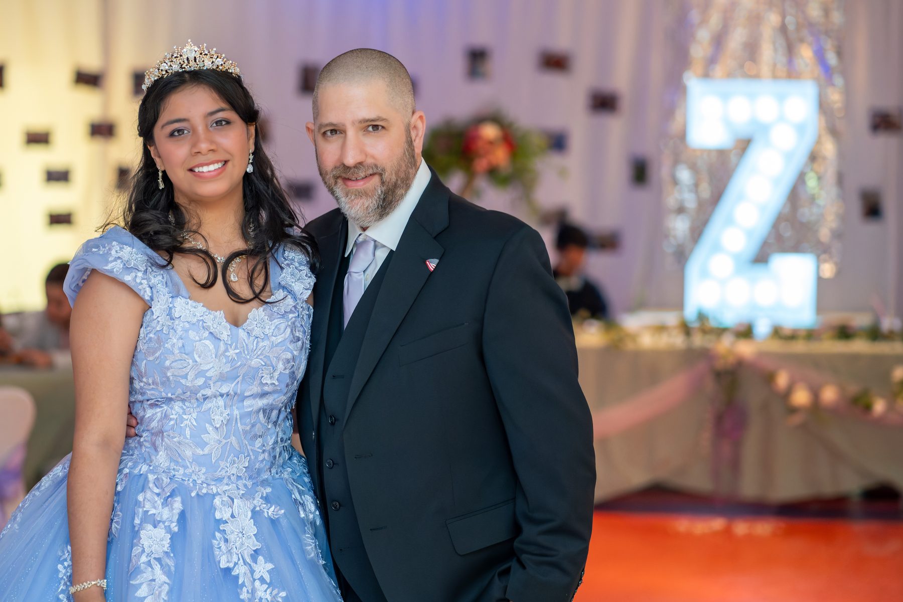 Formal event portrait with father and daughter