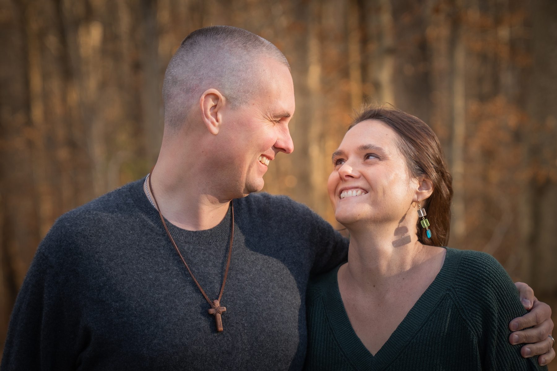 Couple smiling together outdoors